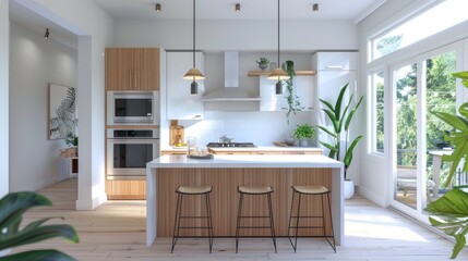 Bright Scandinavian-Style Kitchen with Modern Amenities.