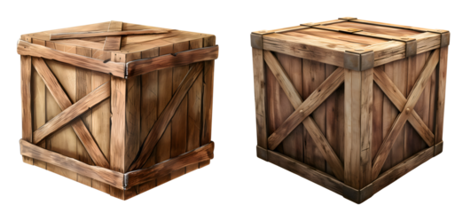 wooden box isolated png on transparent background