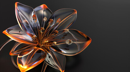 Ethereal Glass Blossom: 3D Floral Elegance. Generative AI