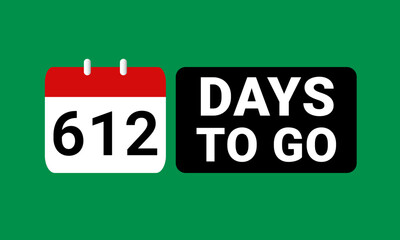 612 days to go last countdown. six hundred and twelve days go sale price offer promo deal timer, 612 days only