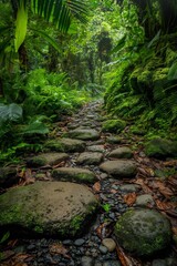 Fototapeta premium Path of national park rain forest rockwood