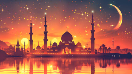 An illustration for the Ramadan holiday to wish people "Blessings"