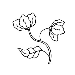 Monochrome black and white floral chinoiserie style flower isolated on white background. Abstract hand drawn botanical clip art element.