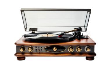Turntable With Record Player. On White or PNG Transparent Background.
