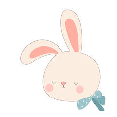 Happy Easter Rabbit Icon. Cute Easter Bunny Mascot. Traditional Spring Holiday Decoration Rabbit Funny Character Symbol Illustration Art.