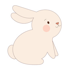 Happy Easter Rabbit Icon. Cute Easter Bunny Mascot. Traditional Spring Holiday Decoration Rabbit Funny Character Symbol  Illustration Art. 