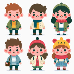 collection of cute children's cartoon characters