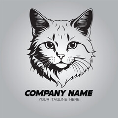 a head cat logo company vector image