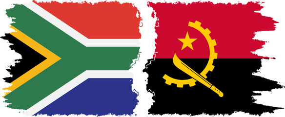 Angola and South Africa grunge flags connection vector