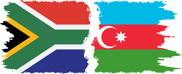Azerbaijan and South Africa grunge flags connection vector