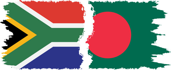 Bangladesh and South Africa grunge flags connection vector