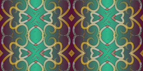 Seamless colourful batik ethnic dayak borneo line art pattern for aesthetic background or garment textile