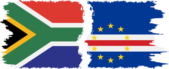 Cape Verde and South Africa grunge flags connection vector