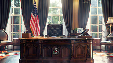 Secretary desk of the office of the president of the United States of America presidential room Generative AI Illustration
