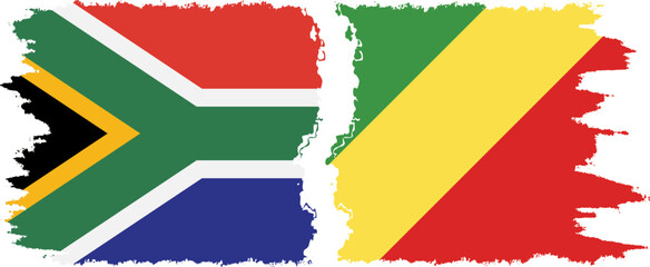 Congo-Brazzaville and South Africa grunge flags connection vector