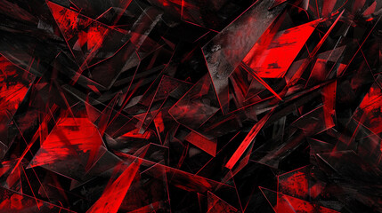 Dynamic Contrast: Black and Red Geometric Abstraction. Generative AI