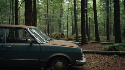 old car in the jungle