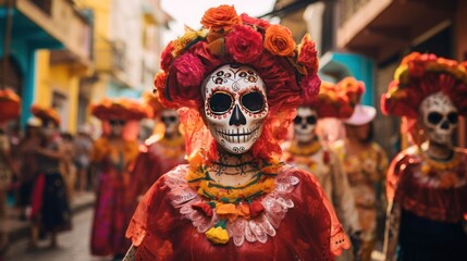 Enchanting Spectacle: Calacas and Catrinas Illuminate the Town