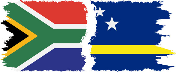 Curacao and South Africa grunge flags connection vector