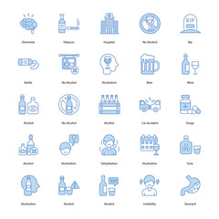 set of Alcoholism icons such as Alcoholism, addiction, recovery, sobriety, support, rehabilitation, health, wellness, intervention, treatment,