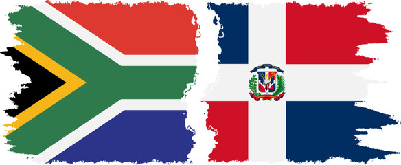 Dominican Republic and South Africa grunge flags connection vector