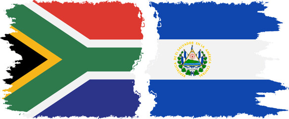 El Salvador and South Africa grunge flags connection vector
