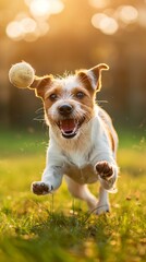 Energetic Jack Russell Terrier enjoying a game of fetch in a vibrant field, highlighting tick and flea defense solutions.