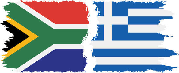 Greece and South Africa grunge flags connection vector