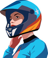 Confident woman in racing helmet