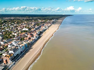 Foto op Plexiglas Aerial image of the popular Suffolk seaside town of Aldeburgh. In the distance the Sizewell B Nuclear Power station can just be seen. © Nick Beer