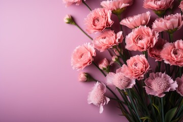 Bouquet of pink flowers copy space for text surprise pack concept Generative AI