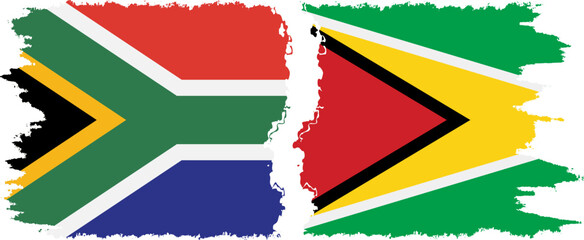 Guyana and South Africa grunge flags connection vector