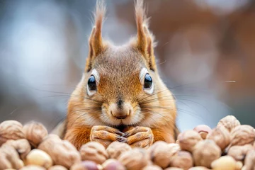 Foto op Canvas squirrel eating nuts © Monique