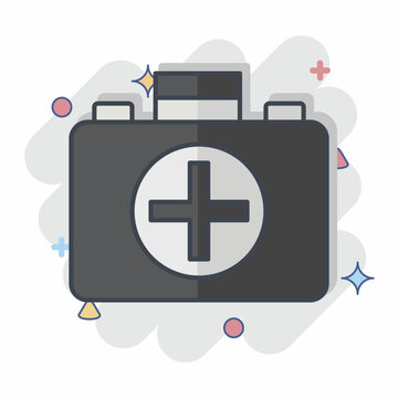 Icon First Aid Kit. related to Hockey Sports symbol. comic style. simple design editable
