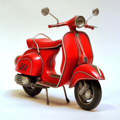red vintage scooter isolated