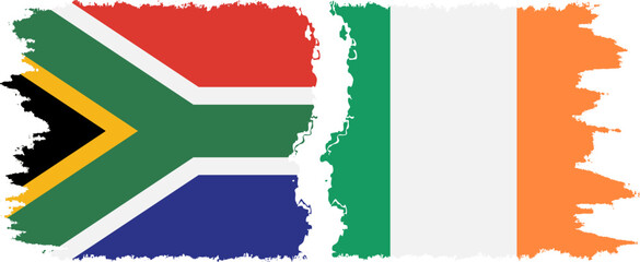 Ireland and South Africa grunge flags connection vector