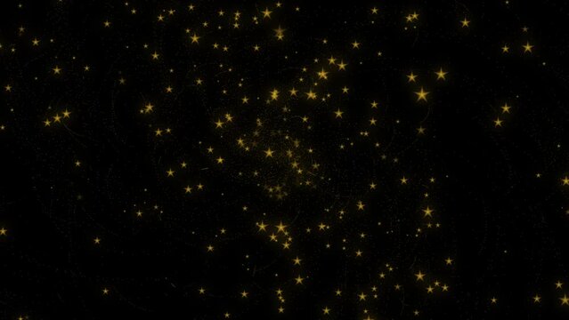 Stardust galaxy gold stars glitter animation, sparkling 3d mystical universe 4k background