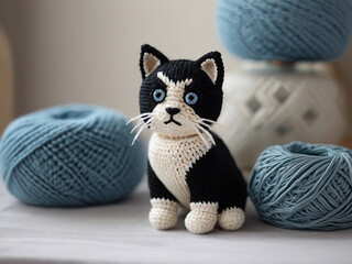 Do-it-yourself pet knitted from yarn. Amigurumi.