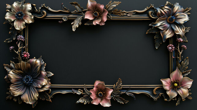 A beautiful picture frame adorned with decorative corners.