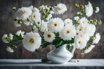 white flowers in white vase