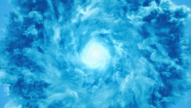 swirl rotate tunnel illustration of Blue clouds smoke Looping background texture. circular cloud. Fantasy clouds, infinity way in tunnel clouds. Spiral blue smoke.3d animation render.