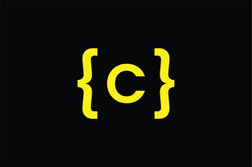 brackets and letter c logo, letter c logo, logomark, brandmark, icon