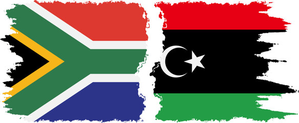 Libya and South Africa grunge flags connection vector