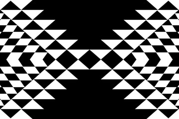 Seamless pattern with tribal aztec motives. Aztec print. Aztec design. Abstract background with ethnic aztec ornament.Black and white seamless pattern with ethnic aztec ornament. Abstract wallpaper  - obrazy, fototapety, plakaty