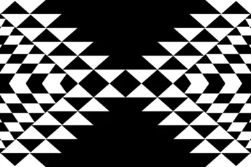 Papier Peint Lavable Style bohème Seamless pattern with tribal aztec motives. Aztec print. Aztec design. Abstract background with ethnic aztec ornament.Black and white seamless pattern with ethnic aztec ornament. Abstract wallpaper 