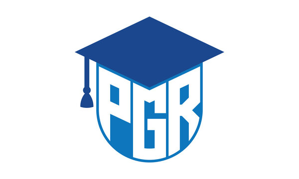 PGR initial letter academic logo design vector template. school college logo, university logo, graduation cap logo, institute logo, educational logo, library logo, teaching logo, book shop, varsity