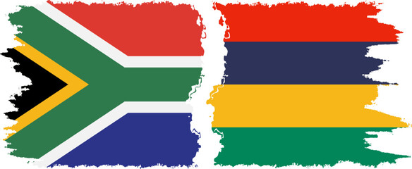 Mauritius and South Africa grunge flags connection vector