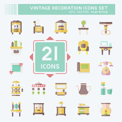 Icon Set Decoration. related to Vintage Decoration symbol. flat style. simple design editable. simple illustration