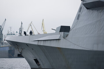 
WARSHIP - A modern frigate of the French Navy maneuvers in port