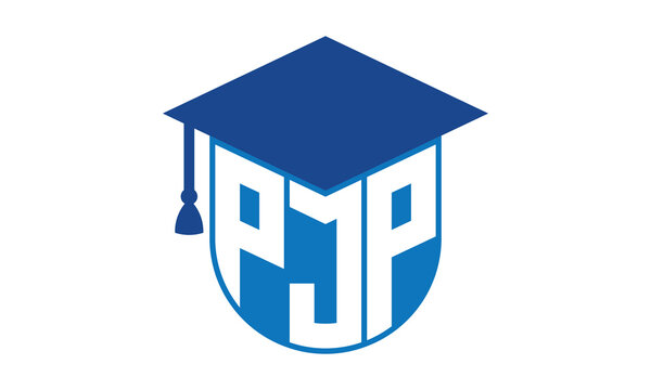 PJP initial letter academic logo design vector template. school college logo, university logo, graduation cap logo, institute logo, educational logo, library logo, teaching logo, book shop, varsity